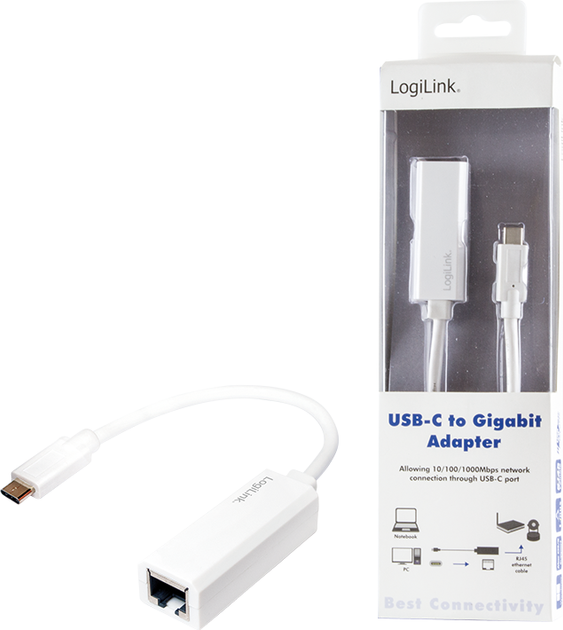 Adapter LogiLink Gigabit Ethernet USB-C (4052792034745) - obraz 2