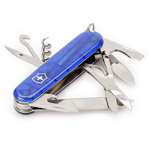 Ніж складаний, мультитул Victorinox Climber (91мм, 14 функцій), синій прозр. 1.3703.Т2 - зображення 2