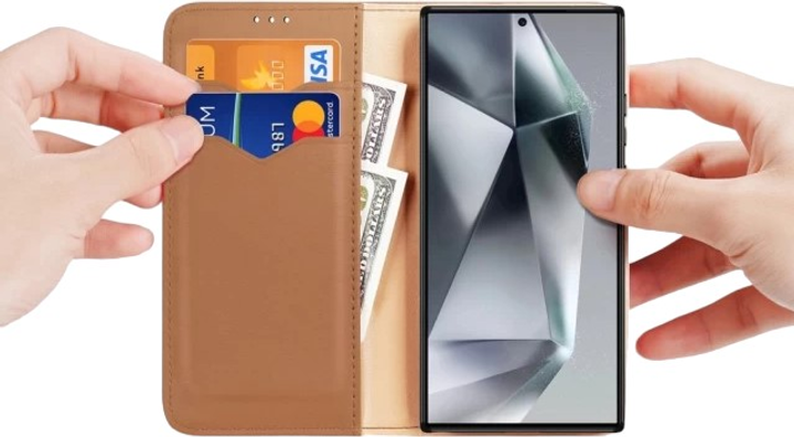 Etui z klapką Dux Ducis Hivo blokadą RFID do Samsung Galaxy S24 Ultra Brown (6934913021859) - obraz 2