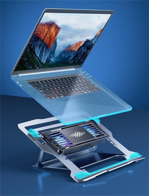Підставка для ноутбука VHG D20 з охолодженням та підсвічуванням, Laptop Cooling Pad Dark Grey - зображення 7