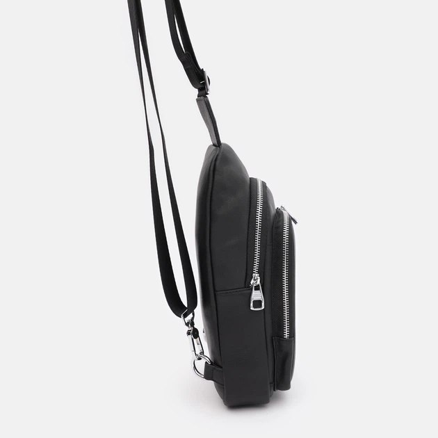 Сумка слинг через плечо мужская из натуральной кожи Palmera K106040a Черная (ROZ6501013034) - изображение 5