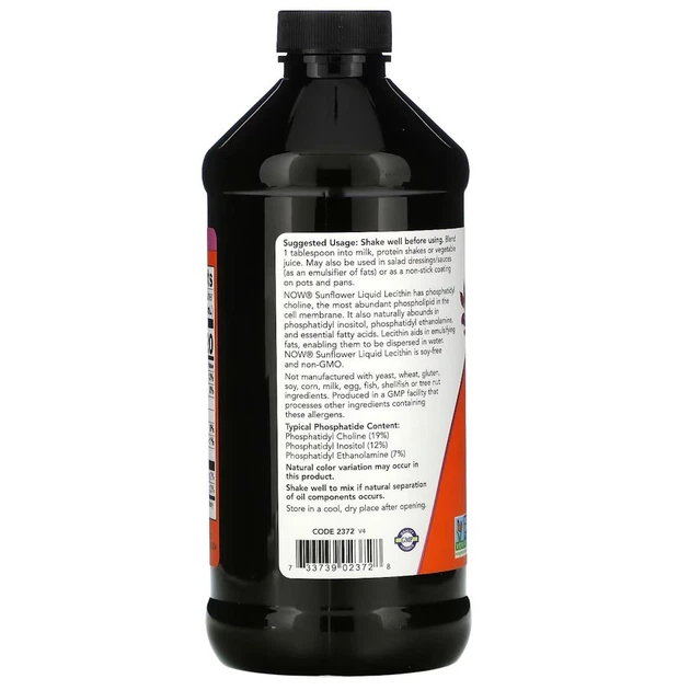 Натуральная добавка NOW Sunflower Lecithin Liquid, 473 мл - изображение 3