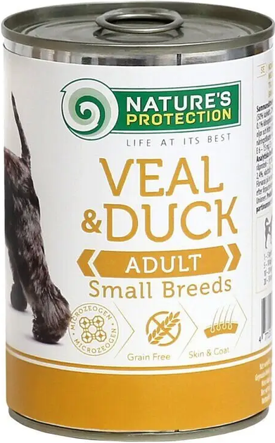 Вологий корм для дорослих собак малих порід з телятиною та качкою Nature's Protection Adult small breed Veal & Duck 400г - изображение 2