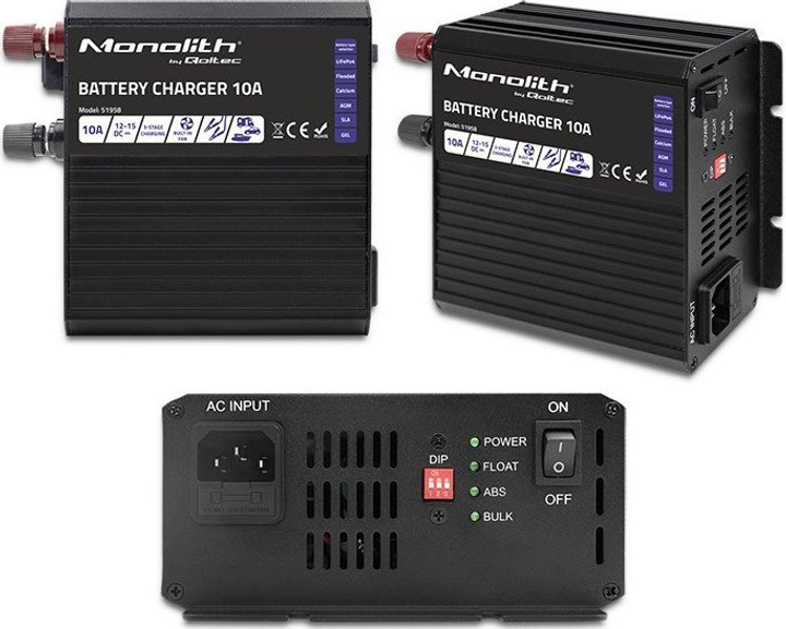 Зарядний пристрій Qoltec Monolith 10 А 12 V LiFePO4 AGM GEL SLA (5901878519586) - зображення 8