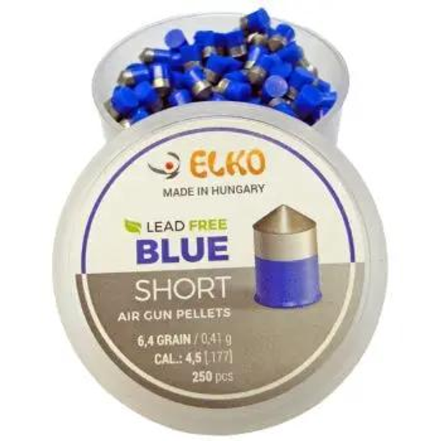 Кулі зі сталевим сердечником та з тефлоновим покриттям Elko Blue Short 4.5мм 0.41г 90шт - зображення 1