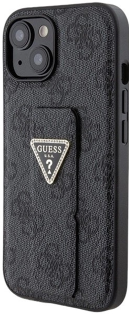 Etui Guess Grip Stand 4G Triangle Strass do iPhone 15 Black (3666339197292) - obraz 2