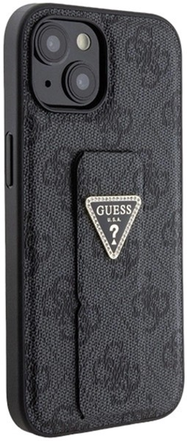Etui Guess Grip Stand 4G Triangle Strass do iPhone 15 Black (3666339197292) - obraz 3