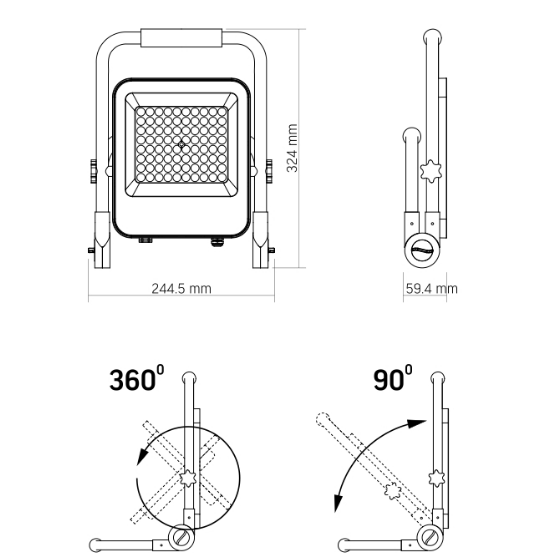 LED Прожектор 50W 5000К акумуляторний VL-F2A-505 Premium Videx - зображення 4