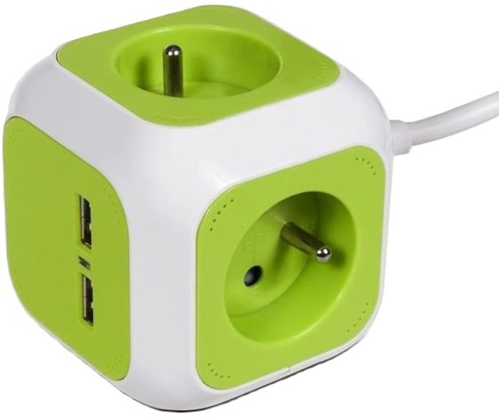 Przedłużacz GreenBlue MagicCube 4 gniazdka 2 USB 1.4 m (GB118) - obraz 1