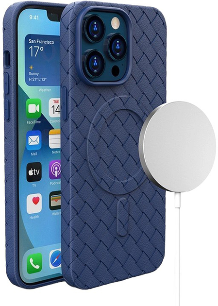 Панель Hurtel MagSafe Woven Case для Apple iPhone 15 Navy Blue (9145576281260) - зображення 1