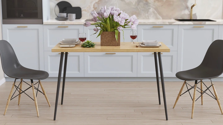 Стол кухонный Марсель 40 Ferrum-decor 75x120x70 Черный металл ДСП Дуб Артизан 16 мм (MAR4015) - изображение 2
