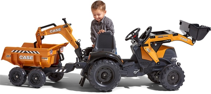 Трактор на педалях Rolly Toys Case IH з причепом та рухомим ковшем Помаранчевий (3016200997252) - зображення 4