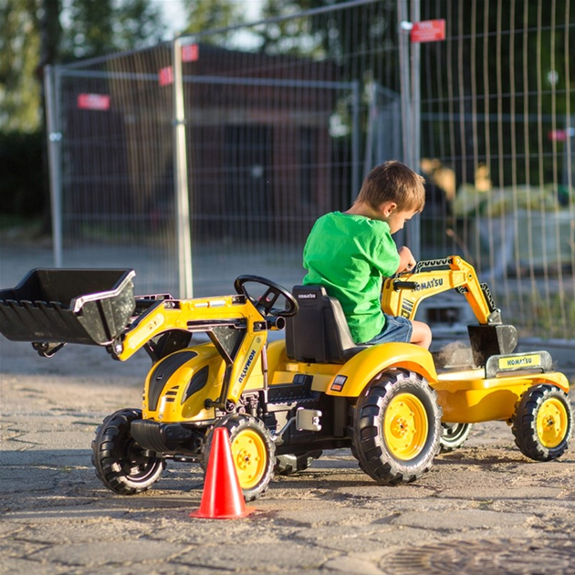 Traktor na pedały Rolly Toys Komatsu z przyczepą i ruchomą łyżką Zielony (3016202086251) - obraz 6