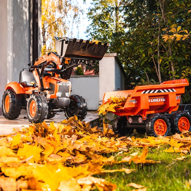 Трактор на педалях Rolly Toys Kubota з причепом та рухомим ковшем Помаранчевий (3016202090234) - зображення 6