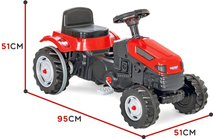 Трактор на педалях Woopie Farmer GoTrac з безшумними колесами Червоний (5904326941632) - зображення 3