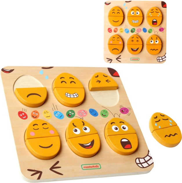 Puzzle drewniane Masterkidz Montessori Emocje Jajka jako humor 13 elementów (6955920019752) - obraz 2