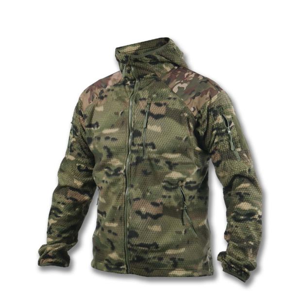 Кофта флісова з капюшоном Kiborg Jacket Grid Fleece Multicam XXL - зображення 1