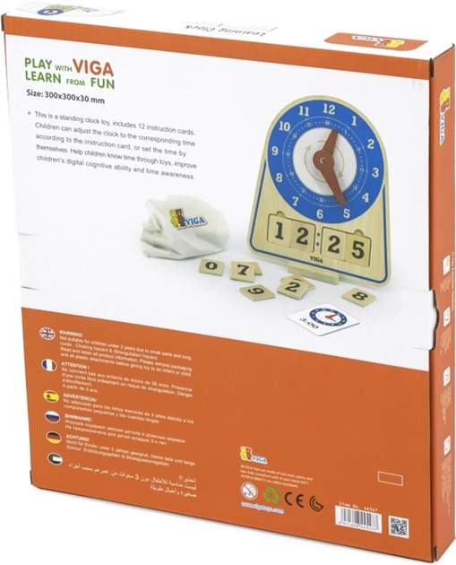 Tablica edukacyjna Viga Montessori Learning Clock (6971608445477) - obraz 2