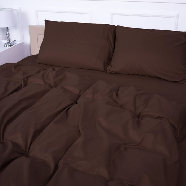 Акція на Комплект постільної білизни MirSon King Size 200x220 см №19-1230 Friar Brown Однотонний Mikrosatin від Rozetka