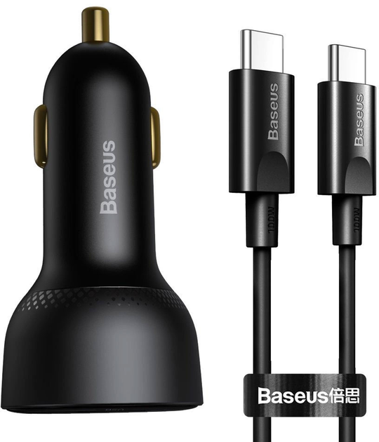 Ładowarka samochodowa Baseus Superme USB / USB Typ C 100W + kabel USB Typ C 100W (20V/5A) 1m Black (TZCCZX-01) - obraz 1