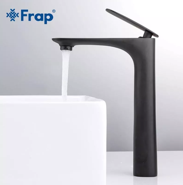 Смеситель для умывальника Frap F1052-57 высокий, черный - изображение 3