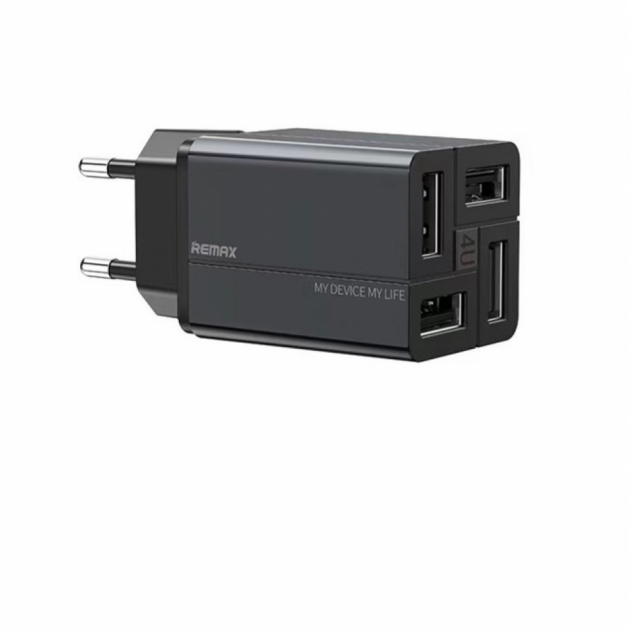 Мережевий зарядний пристрій Remax RP-U43 Wanfu 3.4A 4USB EU чорний - зображення 2