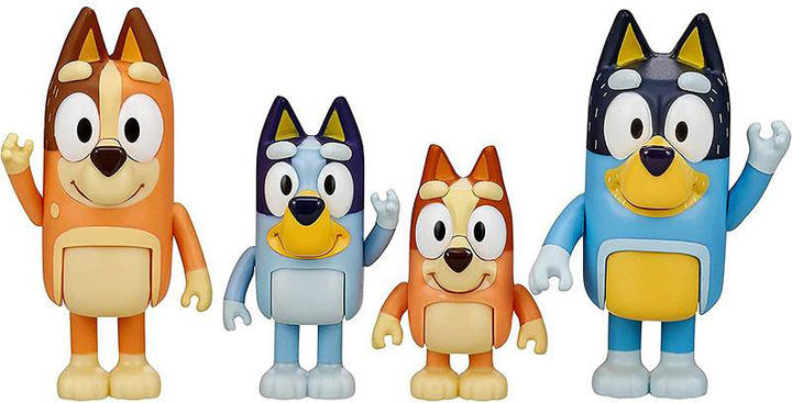 Zestaw Moose Bluey Rodzinka 4 figurki Bluey + Bingo + Bandit + Chilli 6.4 cm (0630996130094) - obraz 3