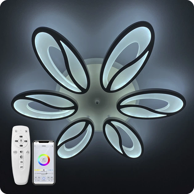 Люстра светодиодная 517 Dlight 3color с пультом 105Вт Черный (01522) - изображение 3
