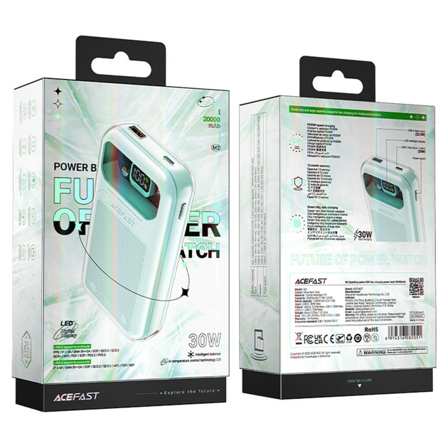 Powerbank Acefast M2 20000mAh Sparkling Series szybkie ładowanie 30W Zielony (6974316282051) - obraz 4