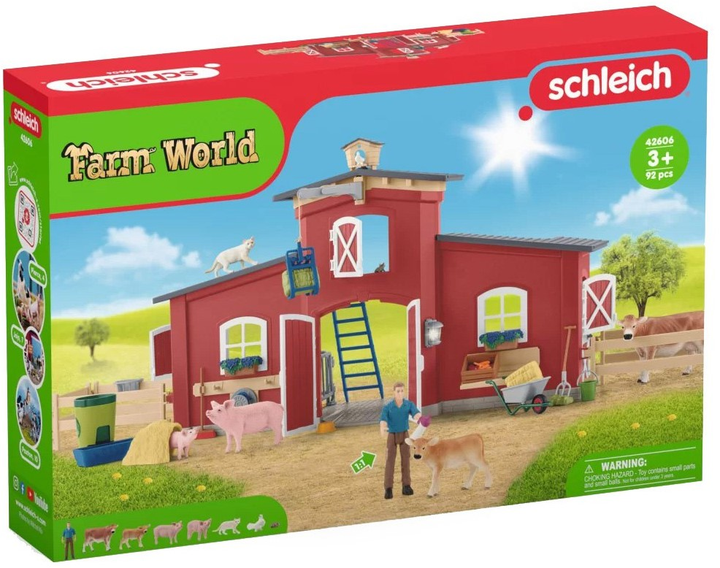 Zestaw do zabawy Schleich Farm World Duża czerwona farma ze zwierzętami i akcesoriami 42606 (4059433652306) - obraz 1