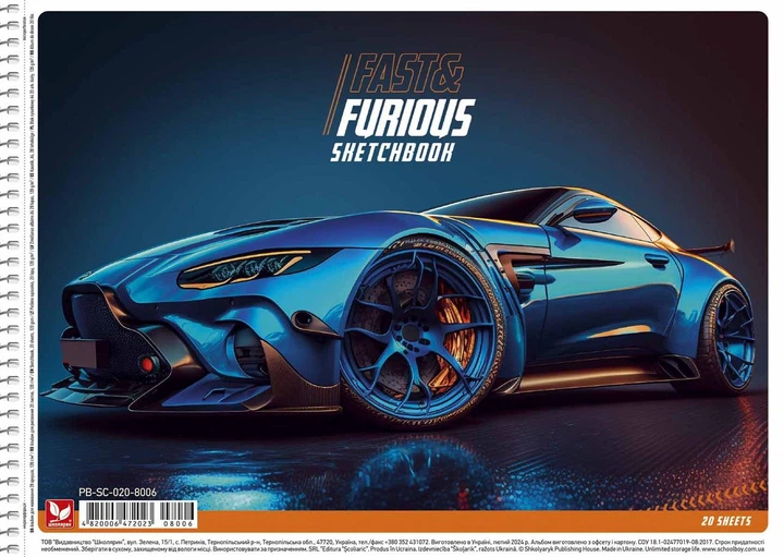 Набір альбомів для малювання 3 шт. Fast&Furious (ВД + УФ-лак) Альбом Школярик 20 арк. А4 PB-SC-020-8006 4820006472023 - Фото 2 Набір альбомів для малювання 3 шт. Fast&Furious (ВД + УФ-лак) Альбом Школярик 20 арк. А4 PB-SC-020-8006 4820006472023 - изображение 2