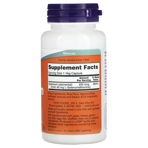 Вітаміни Now Foods Selenium 200 мкг 90 капсул - зображення 2