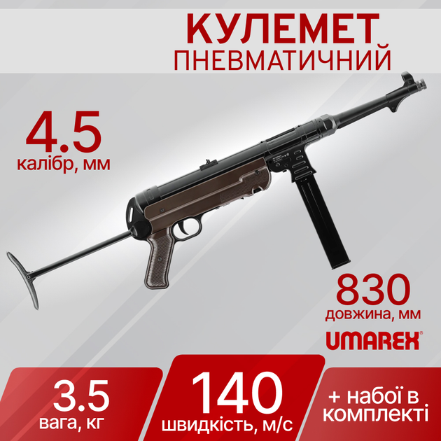 Пистолет-пулемет пневматический Umarex Legends MP40 Blowback 4,5 мм 5.8143 - изображение 1