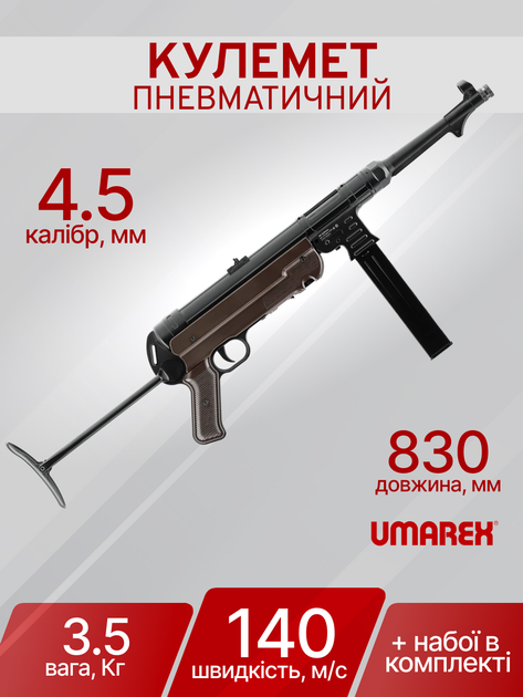 Пистолет-пулемет пневматический Umarex Legends MP40 Blowback 4,5 мм 5.8143 - изображение 2