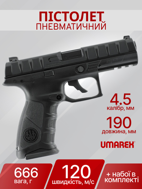 Пистолет пневматический Umarex Beretta APX Blowback 4,5 мм 5.8327 - изображение 2