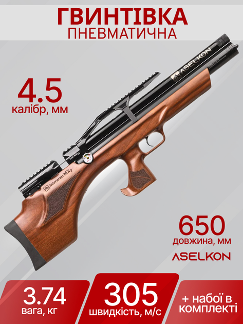 Пневматична гвинтівка PCP Aselkon MX7-S Wood 4.5 мм 1003373 - зображення 2