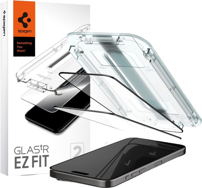 Захисне скло Spigen Glas.tR EZ Fit Full Cover для Apple iPhone 15 Pro 2 шт. Black (8809896752152) - зображення 1