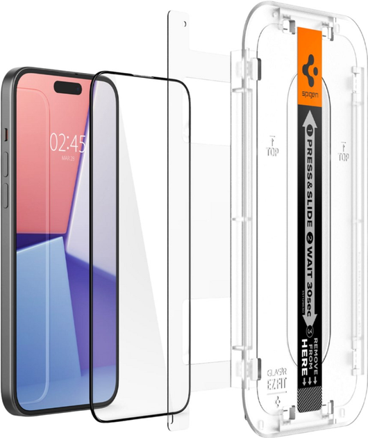 Захисне скло Spigen Glas.tR EZ Fit Full Cover для Apple iPhone 15 Pro 2 шт. Black (8809896752152) - зображення 4