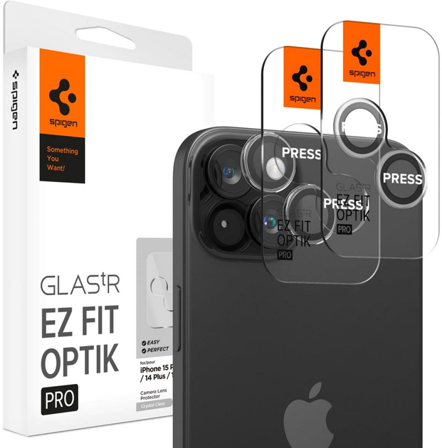 Szkło hartowane Spigen Glas.tR Optik Pro EZ Fit do Apple iPhone 15 / iPhone 15 Plus 2 szt. Black (8809896752381) - obraz 1