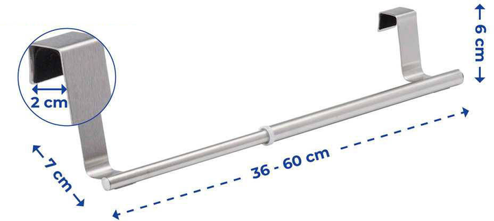 Wieszak na ręczniki Wenko regulowany srebrny 36-60 cm (4008838249833) - obraz 3