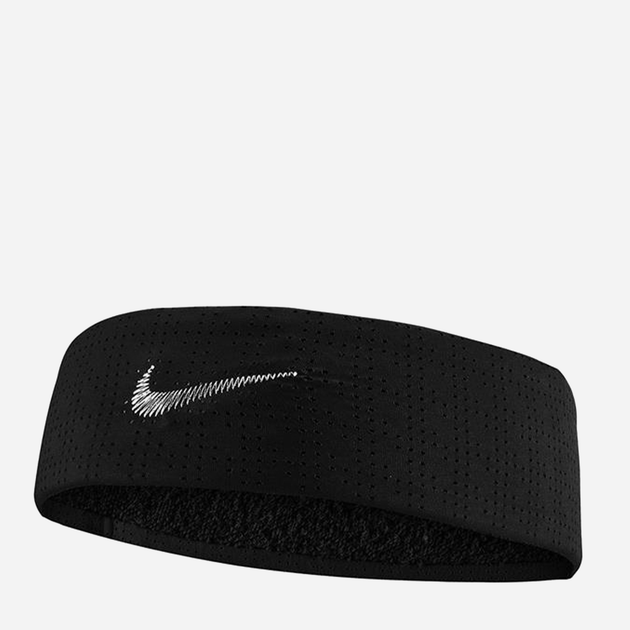 Sportowa opaska na głowę Nike Dri-Fit Terry N1003467010OS Czarna (887791410665) - obraz 1