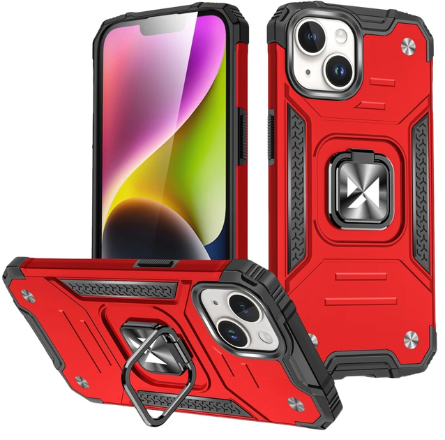 Etui plecki Wozinsky Ring Armor do Apple iPhone 15 Plus Red/Black (9145576280614) - obraz 1