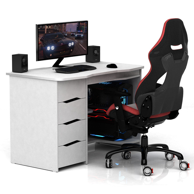 Геймерский компьютерный стол ХGamer PURE White-Black - Фото 5 Геймерский компьютерный стол ХGamer PURE White-Black - изображение 5