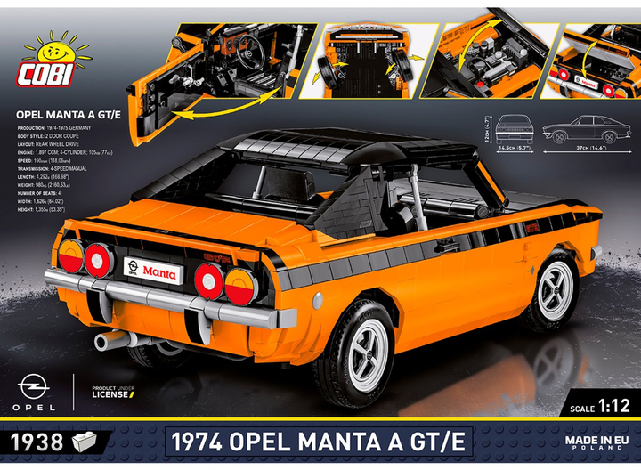 Klocki konstrukcyjne Cobi 1974 Opel Manta A GT/E 1938 elementów (5902251243494) - obraz 9