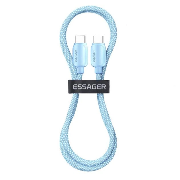 Кабель ESSAGER Breeze USB Cable Type C to Type C 2метри 100W Blue - Фото 2 Кабель ESSAGER Breeze USB Cable Type C to Type C 2метри 100W Blue - изображение 2