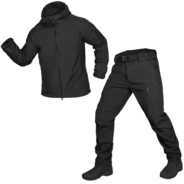 Тактический CamoTec костюм Stalker 2.0 SoftShell Black черный 3XL - изображение 1