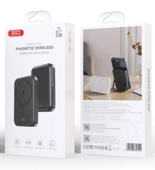 УМБ Повербанк XO PR242 5000mAh PD20W з бездротовою зарядкою 15W та U-подібним тримачем Чорний - зображення 6