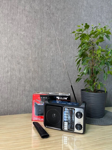 Радіоприймач від мережі з акумулятором і роз'ємом під батарейки, USB, SD і ліхтариком GOLON RX — 333 Синій - зображення 7