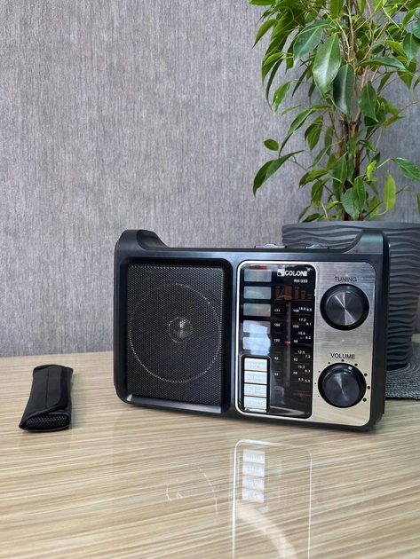Радіоприймач від мережі з акумулятором і роз'ємом під батарейки, USB, SD і ліхтариком GOLON RX — 333 Дерево - зображення 2