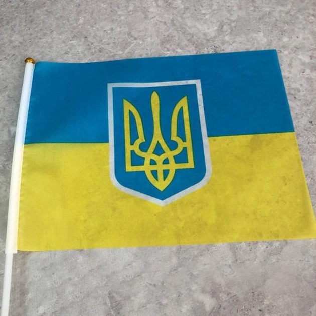 Флаг Украины с Гербом (20 шт в упаковке) 20x28 см, Сине-желтый - изображение 6